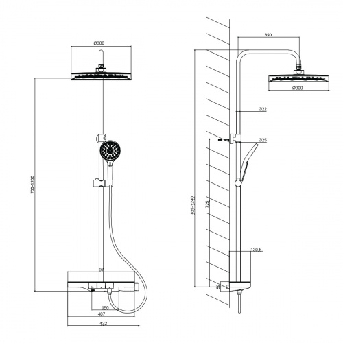картинка Душевая стойка Inspire VSFS-3I12TMB термостатическая, черный от магазина Сантехстрой