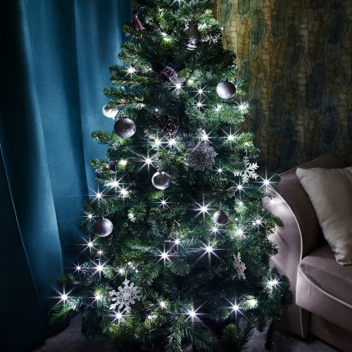 картинка Гирлянда Твинкл Лайт 15 м,  темно-зеленый ПВХ,  120 LED,  цвет белый от магазина Сантехстрой