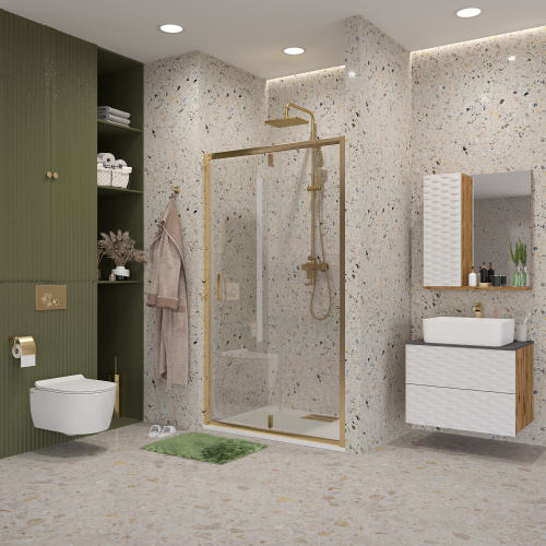 картинка Дверь в нишу Niagara Nova NG-43-11AG (110х195) золото,двери распашные,стекло прозрачное,1 место от магазина Сантехстрой