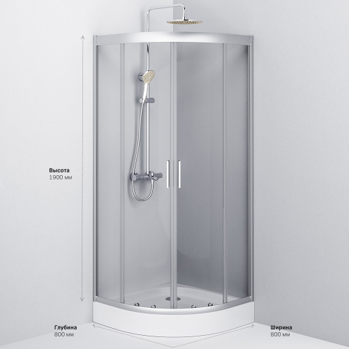 картинка W90G-401-080WT Gem душевое ограждение 80х80, стекло прозрачное, профиль матовое серебро, без поддона от магазина Сантехстрой