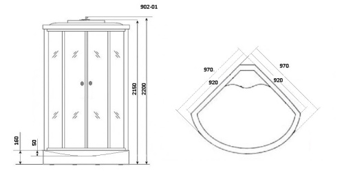 картинка Душевая кабина Niagara Ultra NG-902-01 (100х100х220) низкий поддон(16см),стекло тонированное,5 мест от магазина Сантехстрой