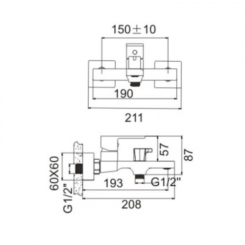 картинка Смеситель для ванны BELZ B613-3 с аксессуарами, короткий излив (B60613-3) от магазина Сантехстрой
