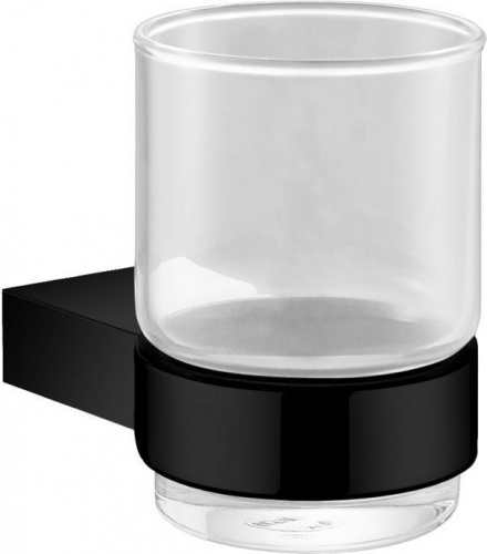 картинка 5684MB Стакан стекло с держателем Aquanet, черн.мат (241902) от магазина Сантехстрой