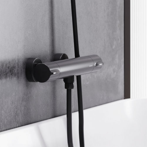 фото 366000300 scandinavian pure, термостатический смеситель для душа, чёрный