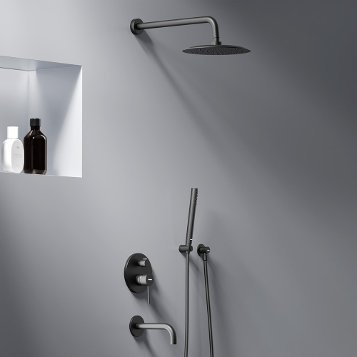 картинка 936510300 Scandinavian Pure встраиваемая душевая система  с ванно-душевым смесителем и изливом, чёрн от магазина Сантехстрой