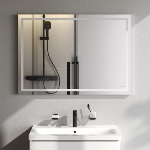 картинка M91AMOX1001WG Универсальное зеркало настенное с контурной LED-подсветкой, 100 см от магазина Сантехстрой