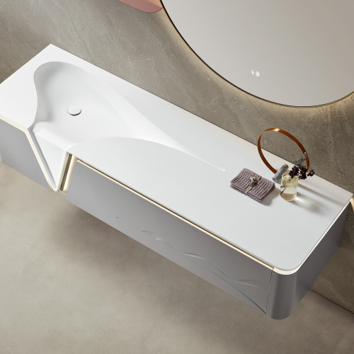 картинка Комплект мебели B&W V-2400 основной шкаф Hettich Actro, Corian, зеркало LED, Anti-fog (1800x550x550) от магазина Сантехстрой