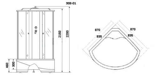 картинка Душевая кабина Niagara Ultra NG-908-01 (90х90х220) высокий поддон(46см),стекло тонированное,4 места от магазина Сантехстрой