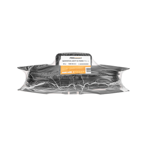 картинка Удлинитель-шнур на рамке ПВС 3х0,75мм²,  30м,  с/з,  6А,  1300Вт,  IP20, черный PROconnect от магазина Сантехстрой