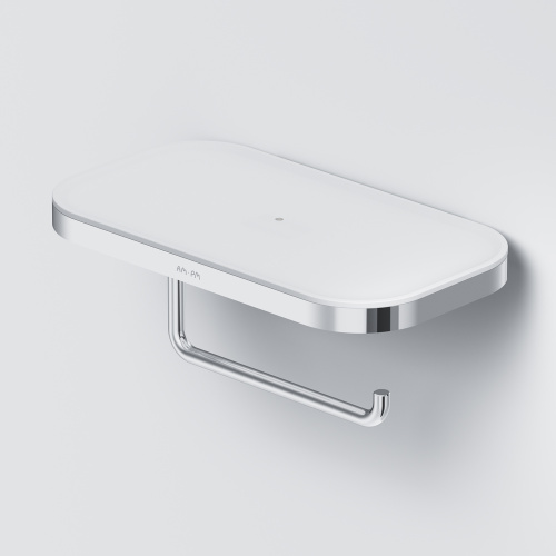 картинка Держатель туалетной бумаги AM.PM Func A8F341400 с полкой Хром от магазина Сантехстрой