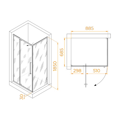 картинка Душевой уголок RGW CL-046B (900x700) от магазина Сантехстрой