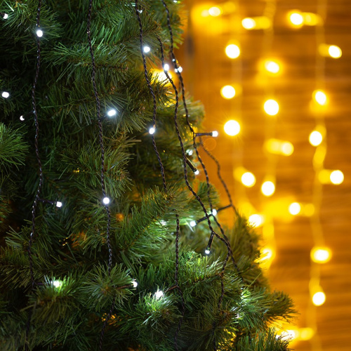 картинка Елочная гирлянда с кольцом,  7 нитей по 1,8 метра,  цвет диодов белый,  не соединяется от магазина Сантехстрой