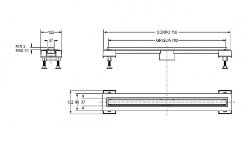 картинка Душевой лоток BONOMINI (6825WL70SWZ) от магазина Сантехстрой
