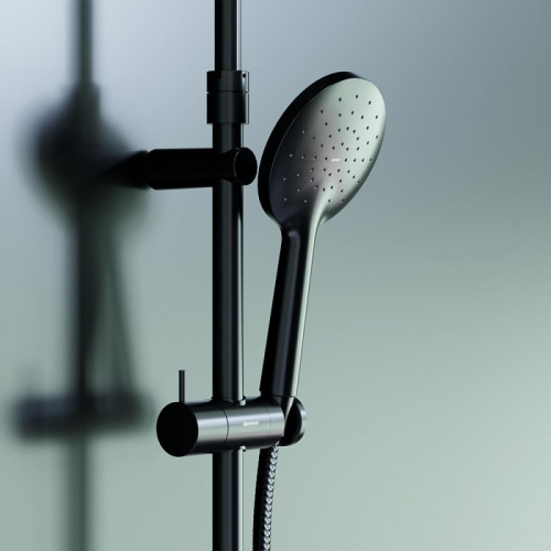 картинка DX218091300 Option, душевая система с ТМС для душа: верхний душ 230мм, ручной душ 120мм, ЧЁРНАЯ, 1 р от магазина Сантехстрой