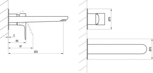 картинка Смеситель для раковины Ravak Eleganta настенный однорычажный хром X070212 от магазина Сантехстрой