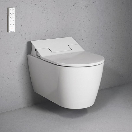картинка DURAVIT Me by Starck Унитаз подвесной безободковый 570х370 мм,  для крышки-биде Sensowash, с креплением, цвет белый от магазина Сантехстрой