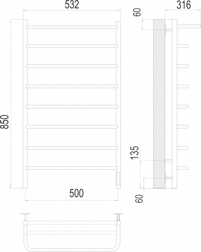 картинка Полотенцесушитель Terminus Полка П8 500х850 электро от магазина Сантехстрой
