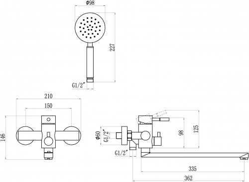 картинка Смеситель для ванны из нержавеющей стали Savol (S-SUS4002) от магазина Сантехстрой
