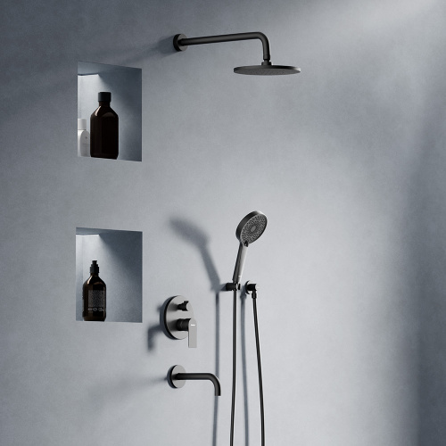 картинка 947510300 Apollo встраиваемая душевая система с ванно-душевым смесителем и изливом, чёрный от магазина Сантехстрой