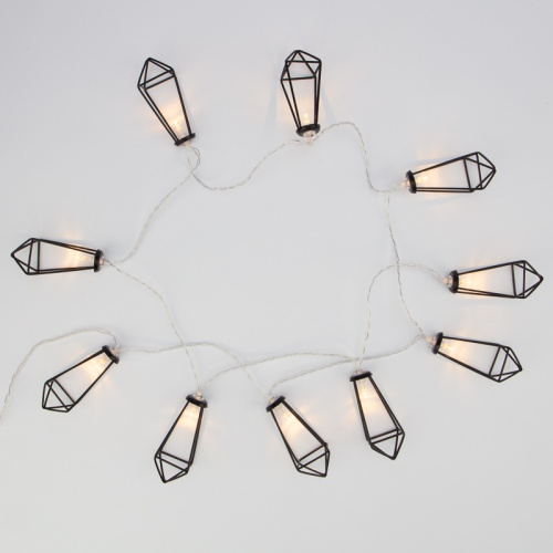 картинка Гирлянда светодиодная Кристаллы черные 10 LED,  1,5 м,  прозрачный ПВХ,  теплый белый свет свечения,  2 х АА (батарейки не в комплекте) NEON-NIGHT от магазина Сантехстрой