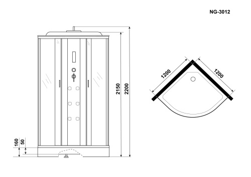 картинка Душевая кабина Niagara Ultra NG-3012-01 (120х120х220) низкий поддон(16см),стекло матовое,4 места от магазина Сантехстрой