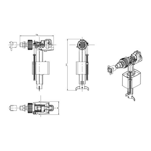 картинка TECE Заливной клапан универсальный для сливных бачков TECE F 10 универсальный, металлическая резьба 3/8" от магазина Сантехстрой