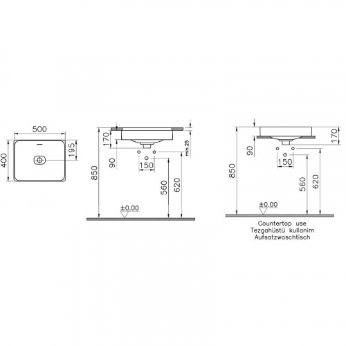 картинка Раковина Vitra Metropole 50 7534B003-0673 Белая от магазина Сантехстрой