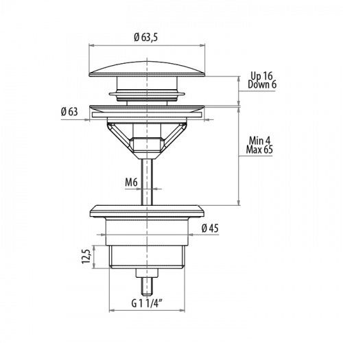 картинка Gattoni Accessori Донный клапан для раковины - клик-клак, цвет:  хром от магазина Сантехстрой