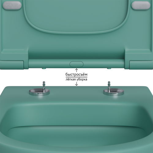 картинка Унитаз BERGES подвесной EGO XL матовый темно-зеленый Rimless 54 см, сиденье дюропласт EGO XL Slim SO матовый темно-зеленый, микролифт, быстросъём от магазина Сантехстрой