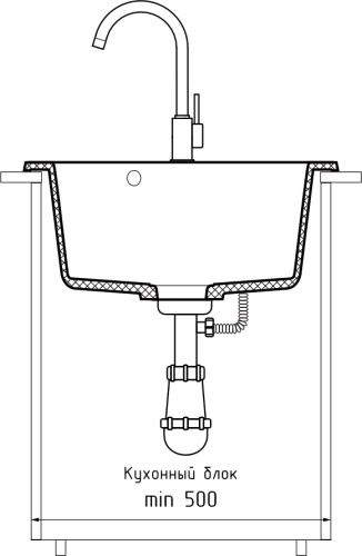 картинка Мойка кухонная GranFest RONDO GF-R-520 D=520 мм кашемир, мрамор от магазина Сантехстрой
