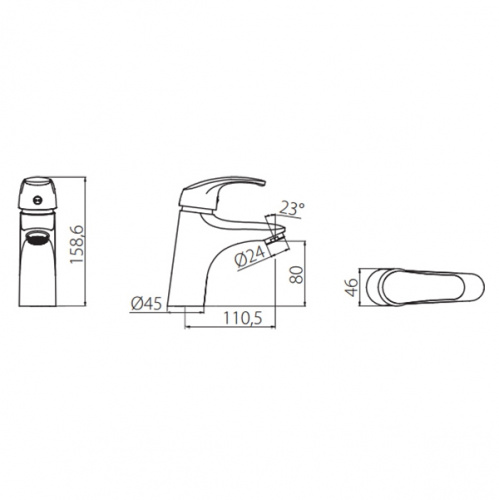картинка 410210038_xxx Palace One, смеситель для умывальника без дк от магазина Сантехстрой
