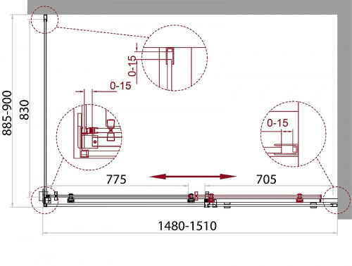 картинка Душевой уголок BelBagno Acqua 150х90 ACQUA-AH-1-150/90-C-NERO профиль Черный стекло прозрачное от магазина Сантехстрой