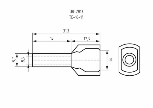 картинка Наконечник штыревой втулочный изолированный F-14 мм 2х16 мм² (НШВи(2) 16-14/НГи2 16-14) слоновая кость REXANT от магазина Сантехстрой