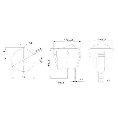 картинка Выключатель клавишный круглый 250V 3А (2с) ON-OFF красный Micro (RWB-105, SC-214) REXANT от магазина Сантехстрой
