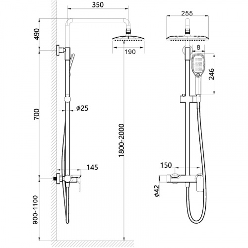 картинка Душевая система Black&White Universe UK8300B 8300ВUK Черная матовая от магазина Сантехстрой