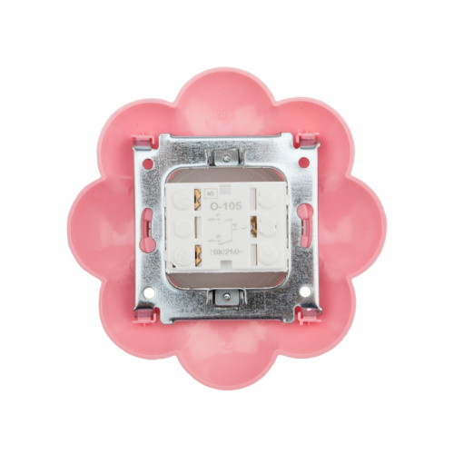 картинка Выключатель двухклавишный KRANZ HAPPY Цветок скрытой установки,  белый/розовый от магазина Сантехстрой