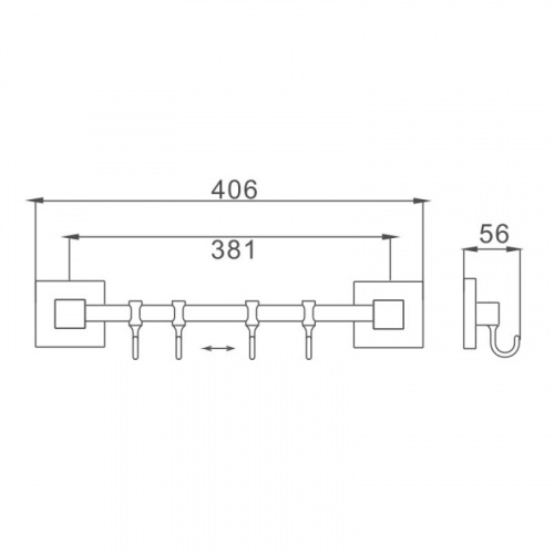 картинка Планка с крючками для полотенец Haiba хром (HB8615-4) от магазина Сантехстрой