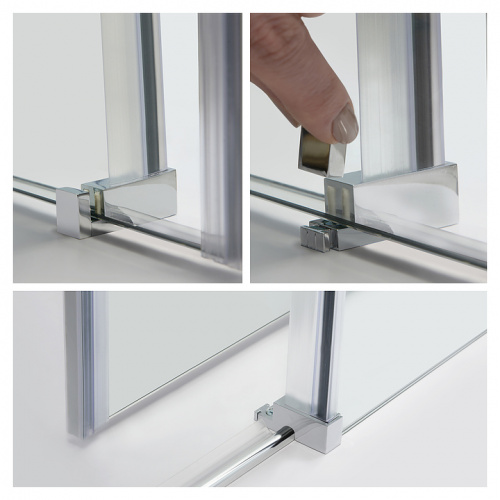 картинка Дверь душевая Wasserkraft Dinkel 58R30/Alme 15R30 130х200 см, в нишу, раздвижная, серебристый профиль от магазина Сантехстрой