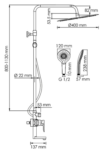 картинка Душевая система со смесителем Wasserkraft A166.117.101.087.CH хром от магазина Сантехстрой