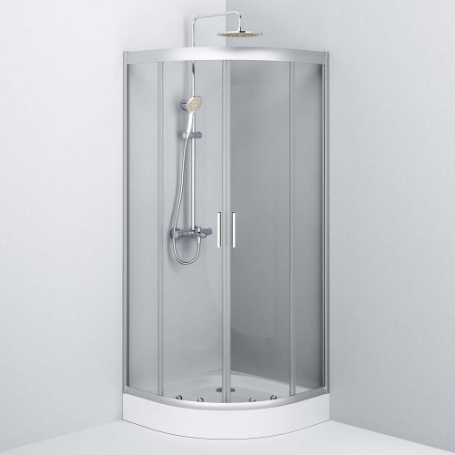 картинка W90G-401-080WT Gem душевое ограждение 80х80, стекло прозрачное, профиль матовое серебро, без поддона от магазина Сантехстрой