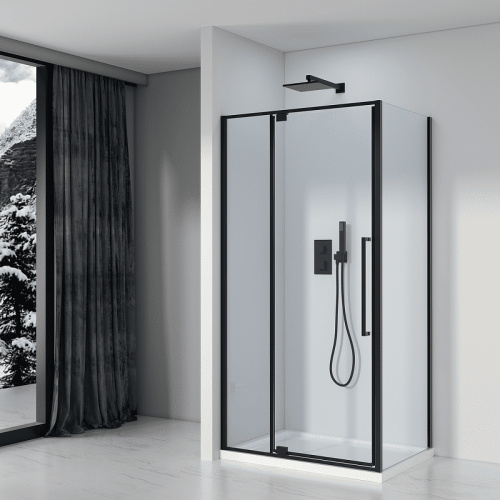 картинка Душевой уголок Black&White Stellar Wind S818 BC 100x80 8181000 профиль Черный матовый стекло прозрачное от магазина Сантехстрой