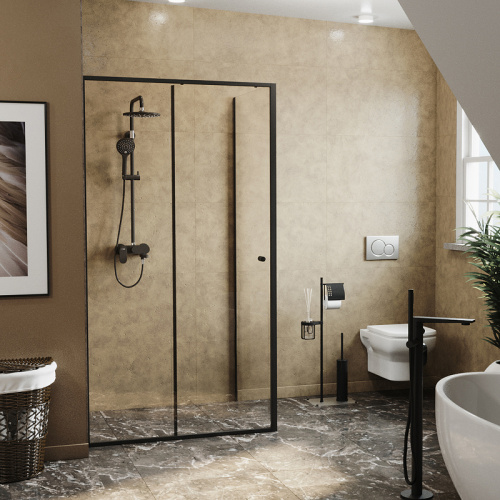 картинка Душевая стенка WasserKRAFT Dill 61S10-RP100/Elbe 74P10-RP100 100 61S10-RP100/74P10-RP100 профиль Черный матовый стекло прозрачное от магазина Сантехстрой