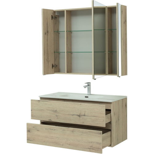 картинка Комплект мебели для ванной Aquanet Алвита New 100 274203 подвесной Дуб веллингтон белый от магазина Сантехстрой