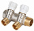 картинка Коллектор, MVI, Premium, 3/4" x 1/2"ЕК, 2 выхода, материал-латунь никелированная, с регулирующими вентилями от магазина Сантехстрой