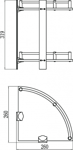 картинка Полка угловая двойная (стеклянная) Savol (S-003021) от магазина Сантехстрой