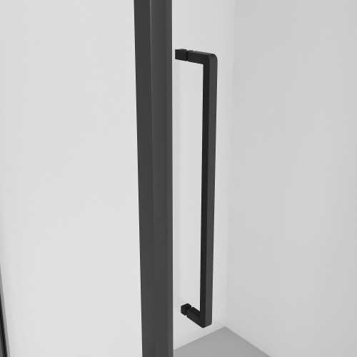 картинка Дверь в нишу NG-85-9AB (90*195) черный матовый, стекло прозрачное, 1 место от магазина Сантехстрой