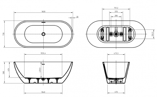 картинка Акриловая ванна BelBagno UNO BB701-1600-730-K от магазина Сантехстрой