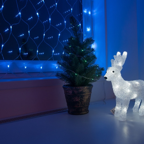 картинка Гирлянда сеть 1,8х1,5м,  прозрачный ПВХ,  180 LED,  цвет: Синий от магазина Сантехстрой