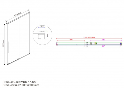 картинка Душевая дверь Vincea vps-1a120clb от магазина Сантехстрой
