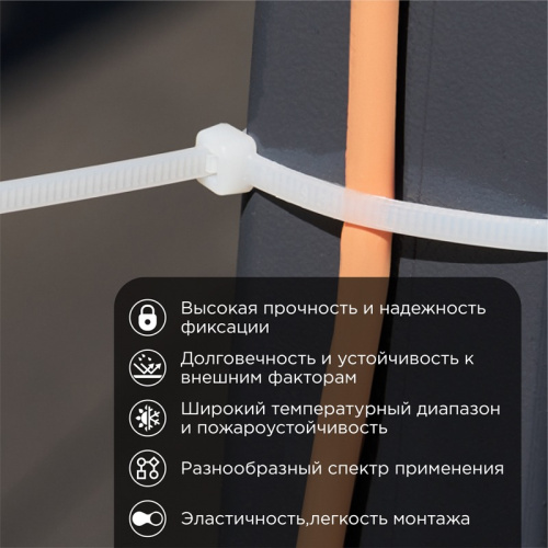 картинка Стяжка кабельная нейлоновая 250x3,6мм,  белая (25 шт/уп) REXANT от магазина Сантехстрой
